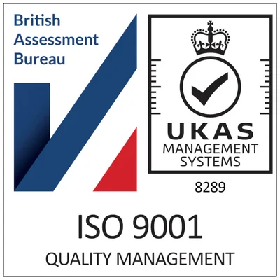 British Assessment Bureau ISO 9001 quality management certificate, UKAS 8289